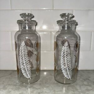 Glass Apothecary Jars with Leaf Design